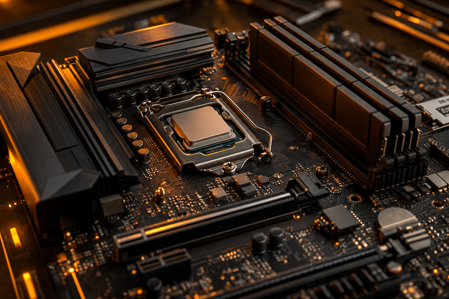 Scheda madre con CPU e RAM